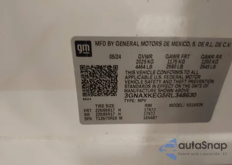 2024 Chevrolet Equinox Fwd Lt from USA, damaged, VIN 3GNAXKEG5RL348630